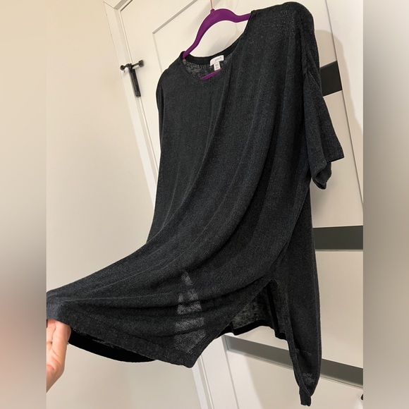 PureJill Linen-Rayon Blend Semi-Sheer Top Black LP - Picture 3 of 10